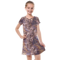 Puckered Fractal Artwork Design Kids  Cross Web Dress