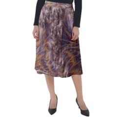 Puckered Fractal Artwork Design Classic Velour Midi Skirt 