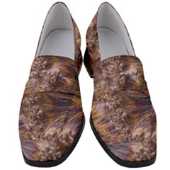 Puckered Fractal Artwork Design Women s Chunky Heel Loafers