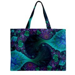 Ocean Green Sea Blue Fractal Art Zipper Mini Tote Bag by Pakrebo