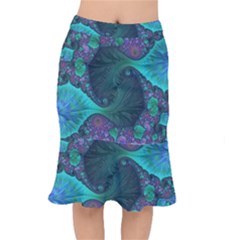 Ocean Green Sea Blue Fractal Art Mermaid Skirt by Pakrebo