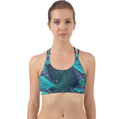 Ocean Green Sea Blue Fractal Art Back Web Sports Bra