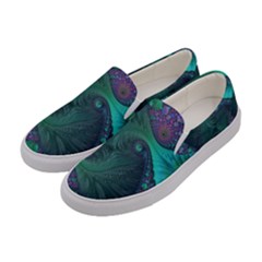 Ocean Green Sea Blue Fractal Art Women s Canvas Slip Ons by Pakrebo