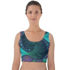 Ocean Green Sea Blue Fractal Art Velvet Crop Top