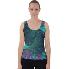 Ocean Green Sea Blue Fractal Art Velvet Tank Top by Pakrebo