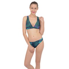 Ocean Green Sea Blue Fractal Art Classic Banded Bikini Set 