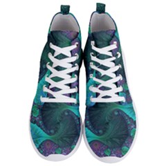 Ocean Green Sea Blue Fractal Art Men s Lightweight High Top Sneakers by Pakrebo