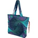 Ocean Green Sea Blue Fractal Art Drawstring Tote Bag View1