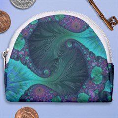 Ocean Green Sea Blue Fractal Art Horseshoe Style Canvas Pouch