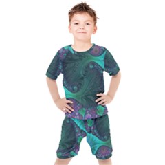 Ocean Green Sea Blue Fractal Art Kid s Set