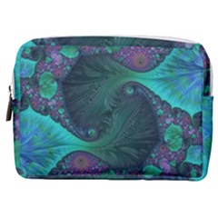 Ocean Green Sea Blue Fractal Art Make Up Pouch (medium)