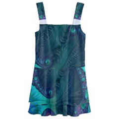 Ocean Green Sea Blue Fractal Art Kids  Layered Skirt Swimsuit