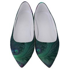 Ocean Green Sea Blue Fractal Art Women s Low Heels