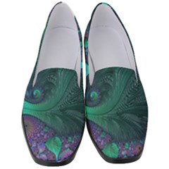 Ocean Green Sea Blue Fractal Art Women s Classic Loafer Heels by Pakrebo