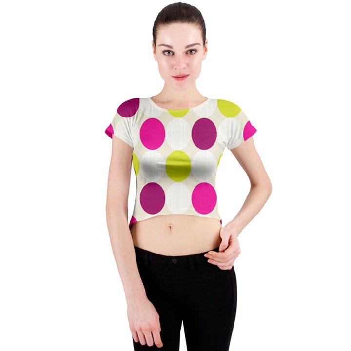 Polka Dots Spots Pattern Seamless Crew Neck Crop Top