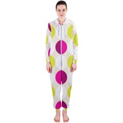 Polka Dots Spots Pattern Seamless Hooded Jumpsuit (ladies)  by Pakrebo