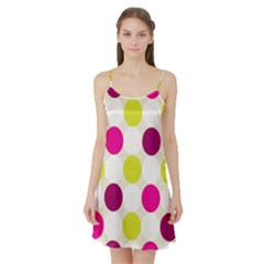 Polka Dots Spots Pattern Seamless Satin Night Slip by Pakrebo