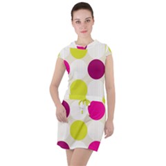 Polka Dots Spots Pattern Seamless Drawstring Hooded Dress