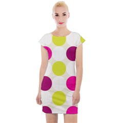 Polka Dots Spots Pattern Seamless Cap Sleeve Bodycon Dress