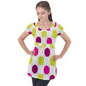 Polka Dots Spots Pattern Seamless Puff Sleeve Tunic Top View1