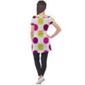 Polka Dots Spots Pattern Seamless Puff Sleeve Tunic Top View2