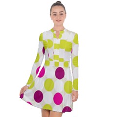 Polka Dots Spots Pattern Seamless Long Sleeve Panel Dress