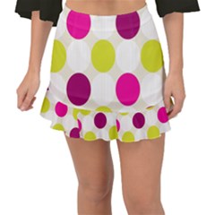 Polka Dots Spots Pattern Seamless Fishtail Mini Chiffon Skirt