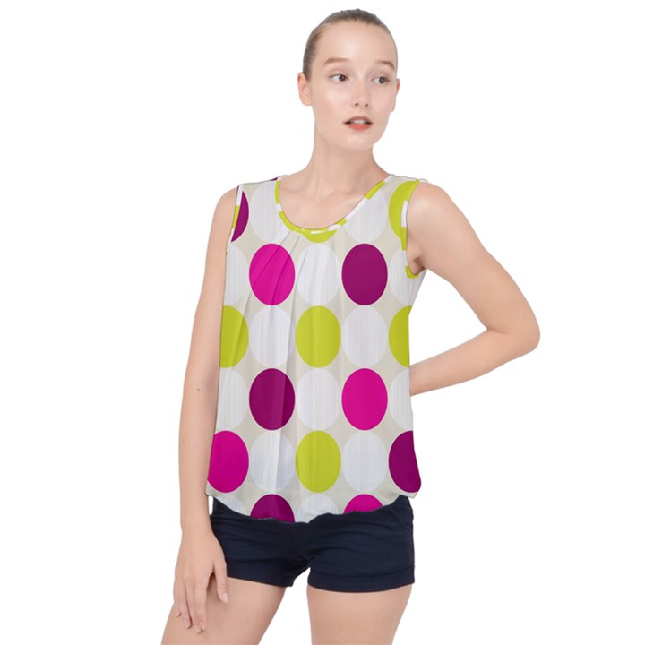 Polka Dots Spots Pattern Seamless Bubble Hem Chiffon Tank Top