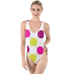 Polka Dots Spots Pattern Seamless High Leg Strappy Swimsuit