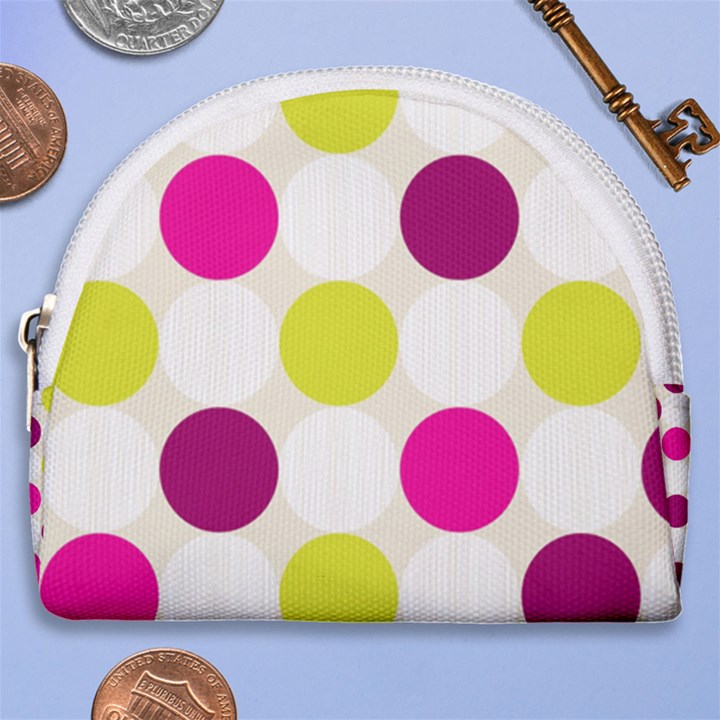 Polka Dots Spots Pattern Seamless Horseshoe Style Canvas Pouch