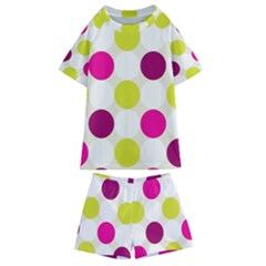 Polka Dots Spots Pattern Seamless Kids  Swim Tee And Shorts Set