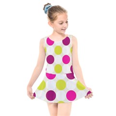 Polka Dots Spots Pattern Seamless Kids  Skater Dress Swimsuit by Pakrebo