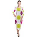 Polka Dots Spots Pattern Seamless Quarter Sleeve Midi Velour Bodycon Dress View1