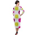 Polka Dots Spots Pattern Seamless Quarter Sleeve Midi Velour Bodycon Dress View2