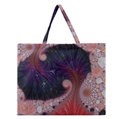 Fractal Art Artwork Design Zipper Large Tote Bag by Pakrebo