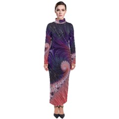 Fractal Art Artwork Design Turtleneck Maxi Dress