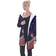 Fractal Art Artwork Design Longline Hooded Cardigan