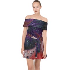 Fractal Art Artwork Design Off Shoulder Chiffon Dress