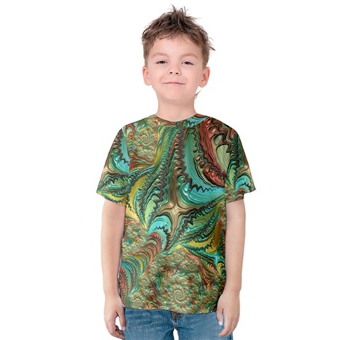 Fractal Artwork Pattern Digital Kids  Cotton Tee by Pakrebo