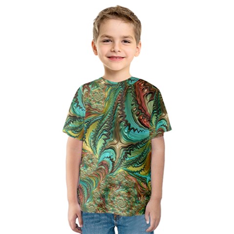 Fractal Artwork Pattern Digital Kids  Sport Mesh Tee by Pakrebo