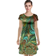 Fractal Artwork Pattern Digital Cap Sleeve Nightdress by Pakrebo