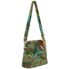 Fractal Artwork Pattern Digital Zipper Messenger Bag by Pakrebo