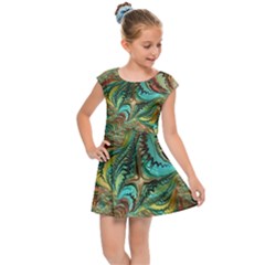 Fractal Artwork Pattern Digital Kids  Cap Sleeve Dress