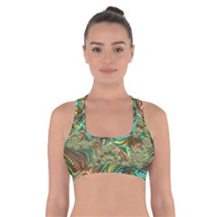 Fractal Artwork Pattern Digital Cross Back Sports Bra by Pakrebo