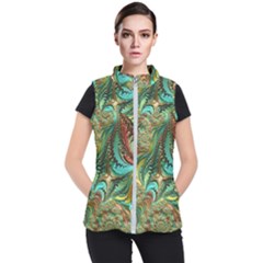 Fractal Artwork Pattern Digital Women s Puffer Vest