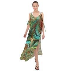 Fractal Artwork Pattern Digital Maxi Chiffon Cover Up Dress