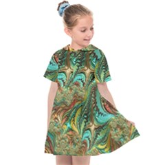 Fractal Artwork Pattern Digital Kids  Sailor Dress