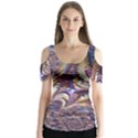 Fractal Artwork Pattern Digital Butterfly Sleeve Cutout Tee  View1