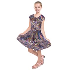 Fractal Artwork Pattern Digital Kids  Short Sleeve Dress