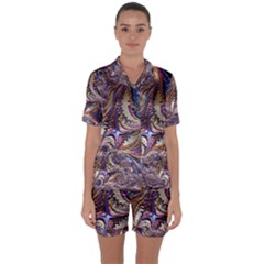 Fractal Artwork Pattern Digital Satin Short Sleeve Pyjamas Set by Pakrebo